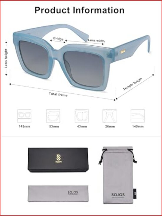 Trendy Square Polarized Sunglasses UV400 Protection Retro Plastic Frame main image 4
